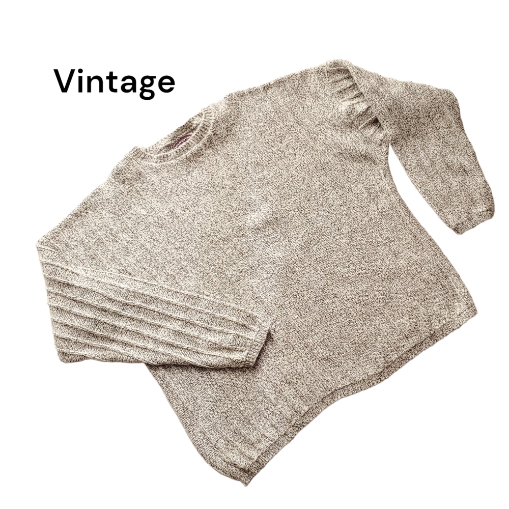 Oversized Sweater Heathered Crewneck Soft Cotton